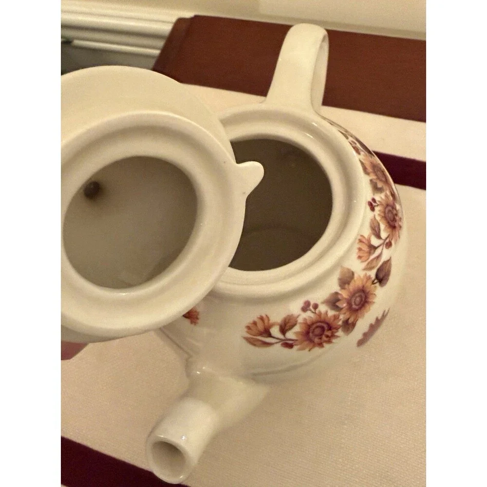 Vintage Martha Vaughn Lily Creek Teapot Hand-painted Rooster Sunflower Motif.